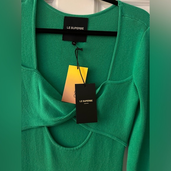 Le Superbe Retrograde green cutout front ribbed knit long sleeve midi Large - Picture 4 of 5